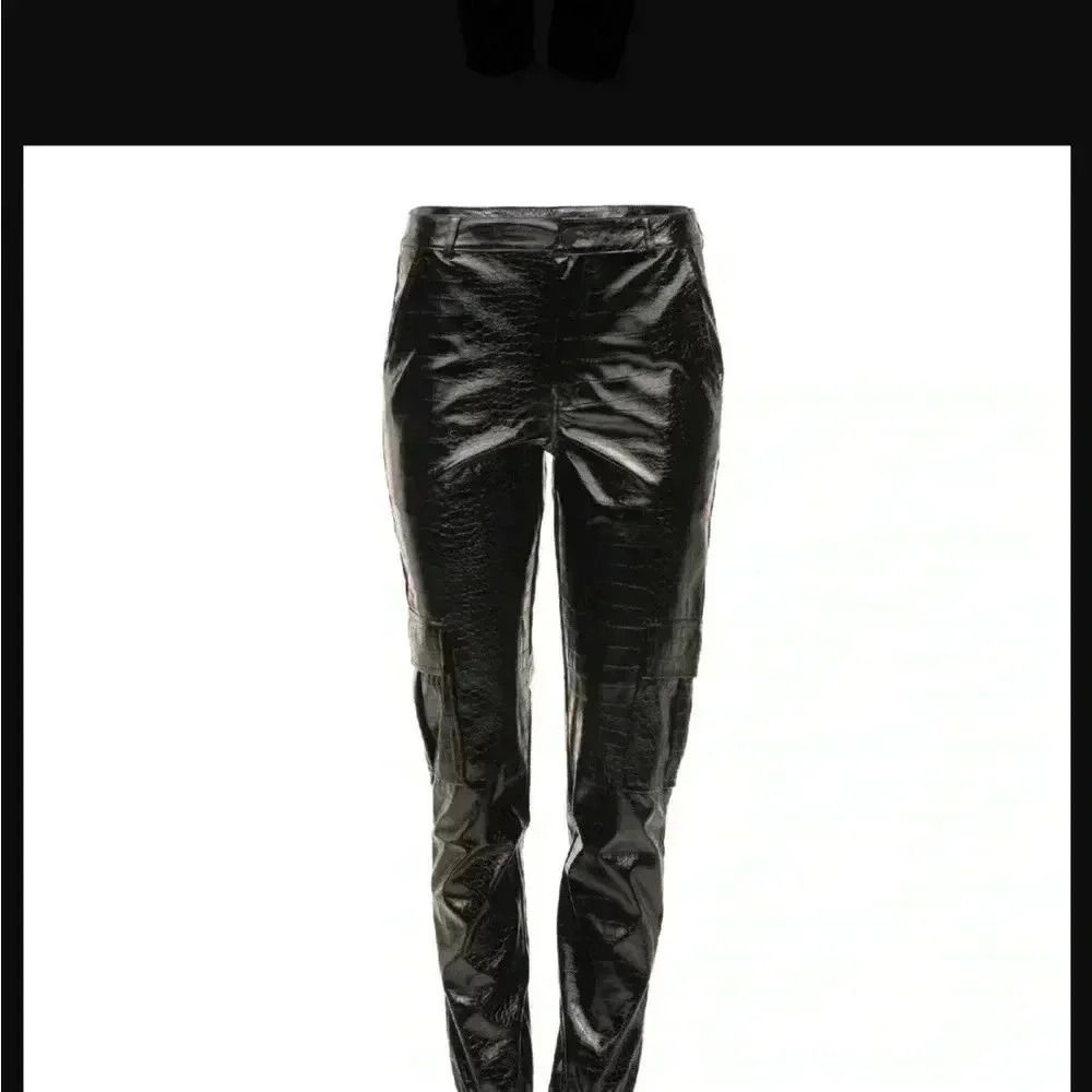 Jennifer Le Black Faux Leather Joggers S - Picture 4 of 11
